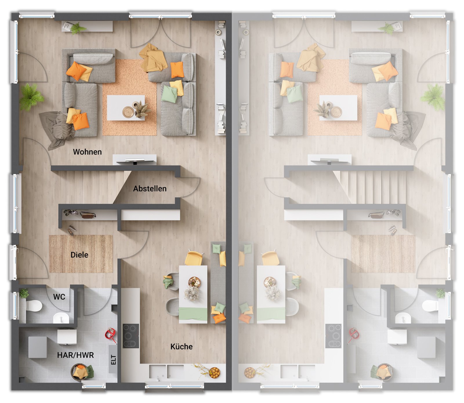 Aura 136: Modernes Doppelhaus – urbaner Stil & luxuriöser Komfort